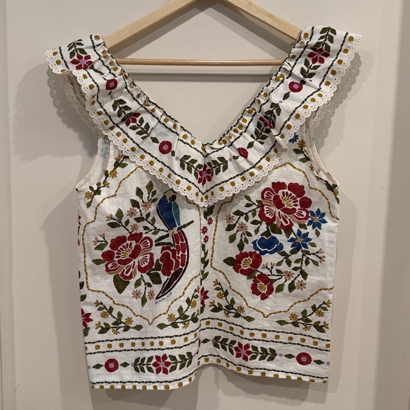 SÉZANE x FARM RIO Floral Ruffle Top sz US 8 / FR 40 NWOT - Picture 2 of 12